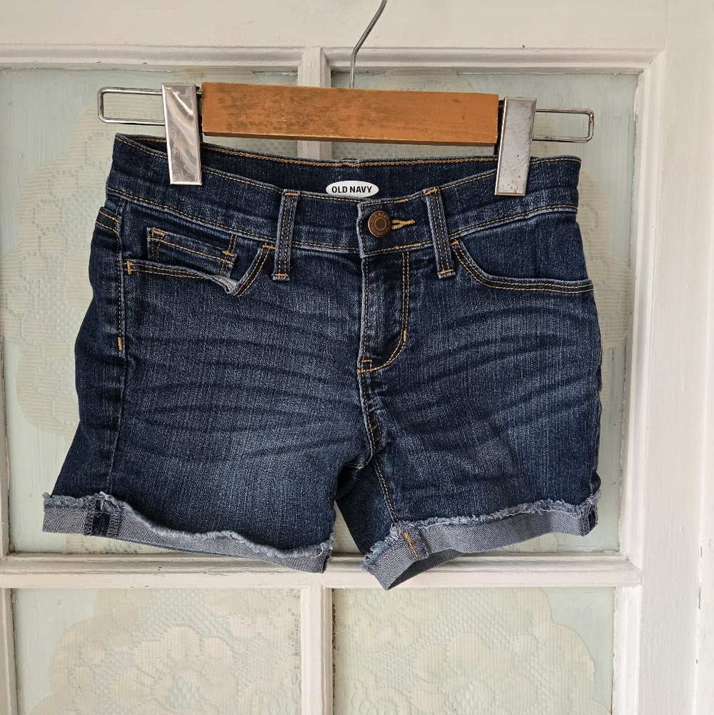 Old Navy Girls Dark Wash Denim Cutoff Shorts Size 8